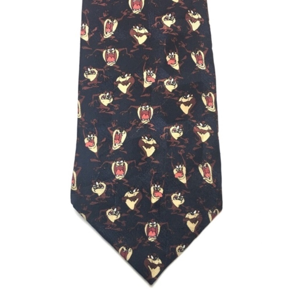 VINTAGE Looney Tunes Mania Tie 90s Taz Tasmanian Devil 100% Silk Warner Bros